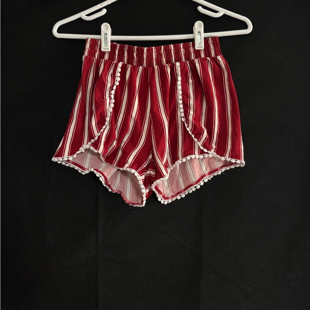 Striped Red and White Women's Shorts